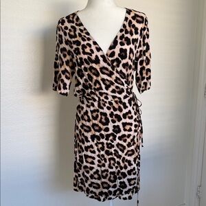 H&M Leopard Print Wrap Dress in Beige and Black
